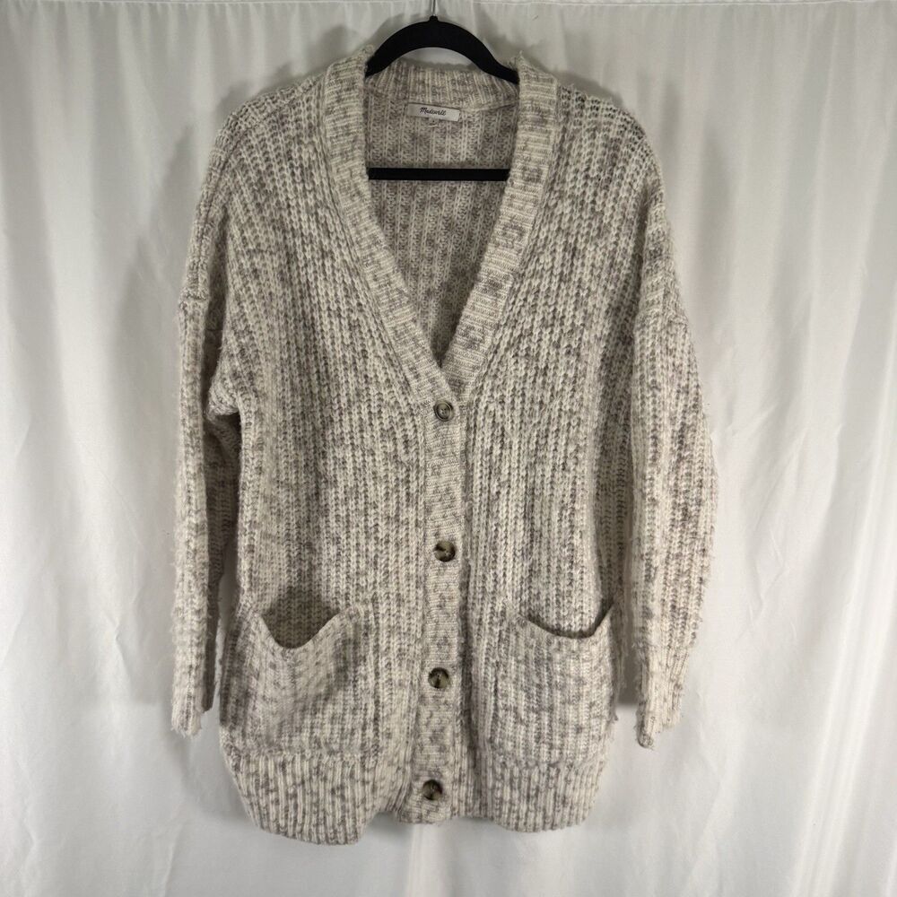 Madewell Cardigan Women's Small Cream Knit Wool Blend Button Up Chunky Knit